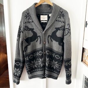 WEATHERPROOF grey deer yak fair isle cardigan